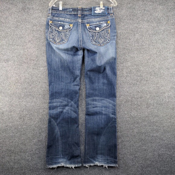 MEK Denim Men's Jeans Blue 27x34 Oaxaca Easy Dark Wash Denim Distressed Pockets - Picture 4 of 15